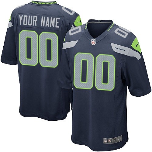 Youth Elite Nike Jersey Navy Blue Home - Customized NFL Seattle Seahawks